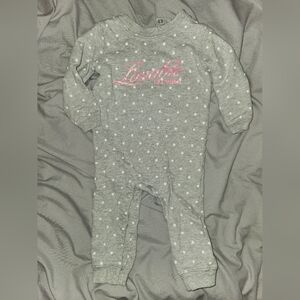 Carter's Baby Gray and Pink Polka Dot 100% Cotton Jumpsuit, snap bottoms, 18mo